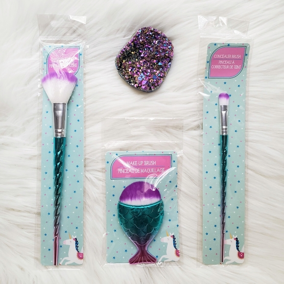 NWT Mermaid Unicorn Makeup Brush Set 3 pc - Picture 3 of 6